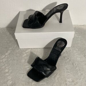 Vince Camuto Brelanie Black Leather Heels Women’s Size 6.5